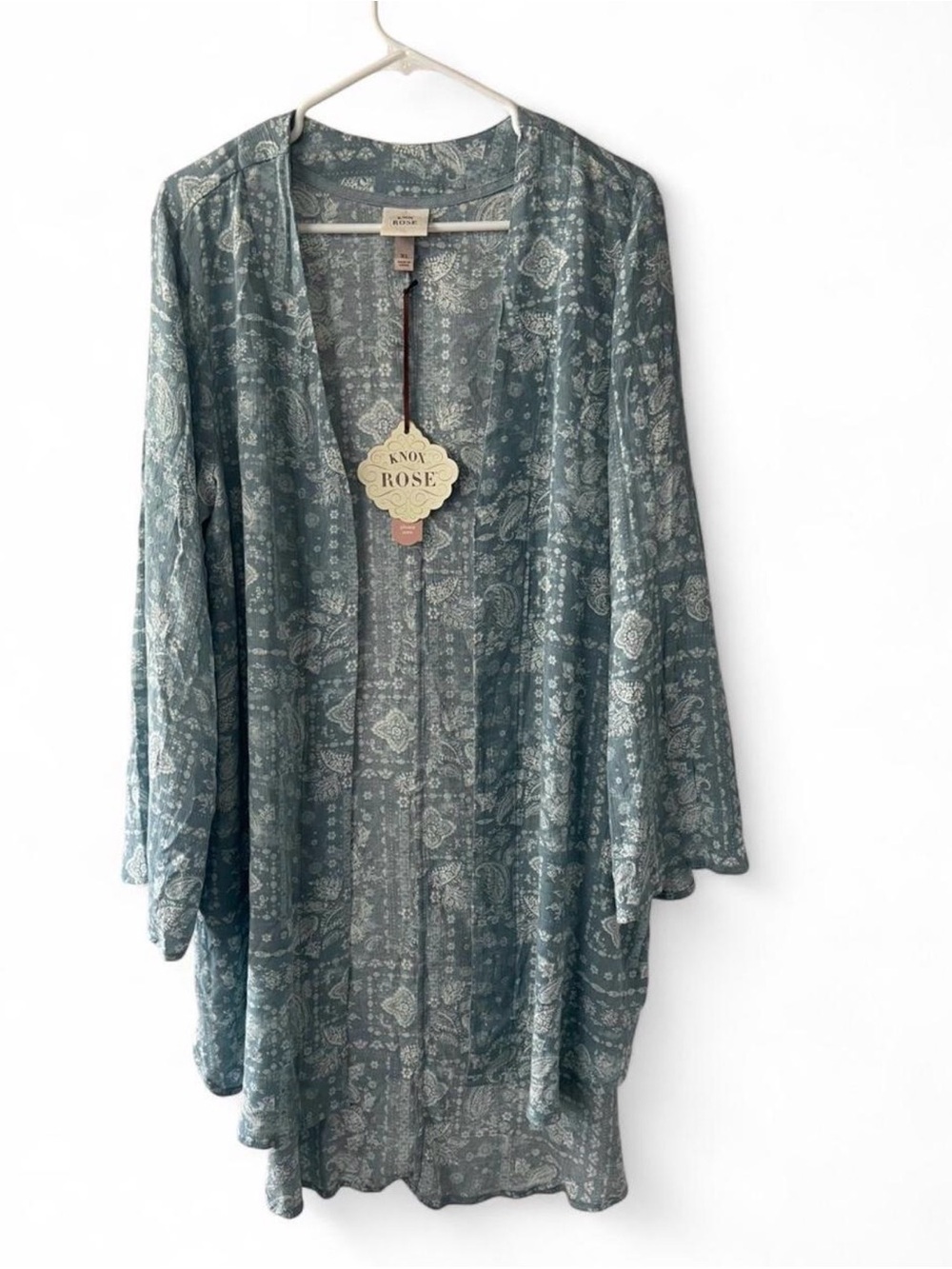 Knox Rose Teal Paisley Open Front Kimono